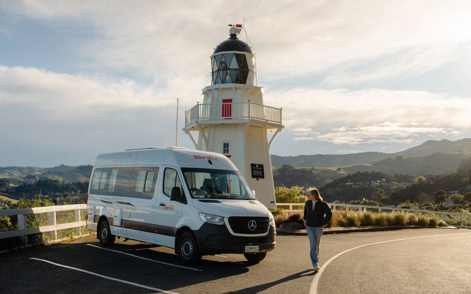 A Britz Venturer campervan at Akaroa, South Island, New Zealand