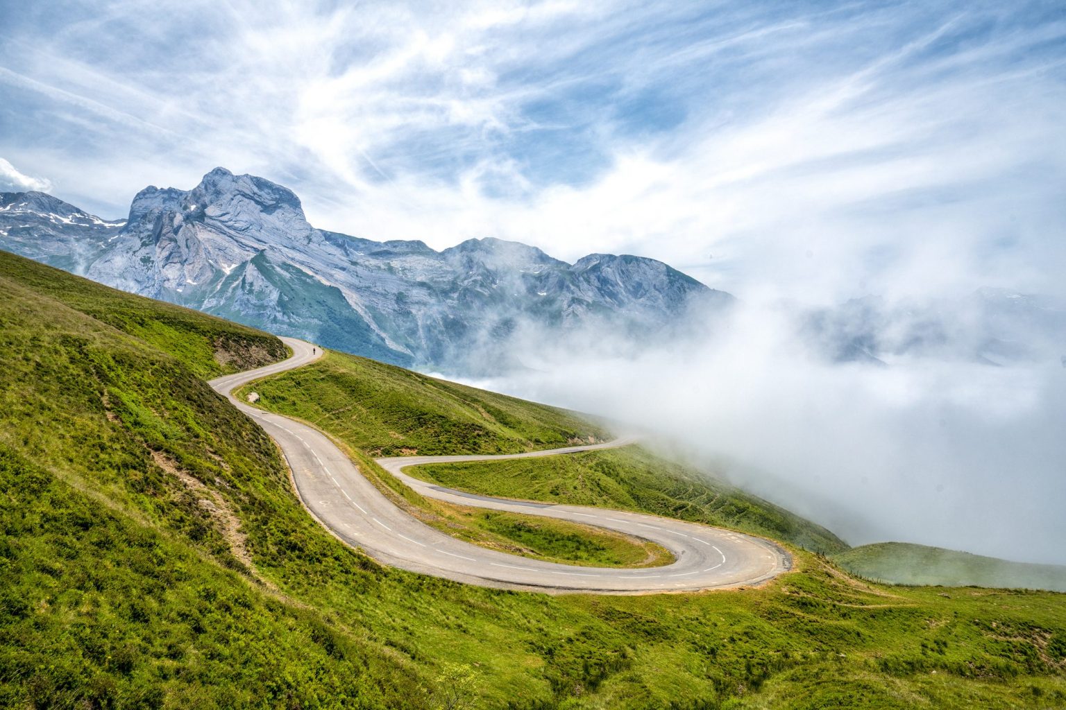 Hairpin bends on the Col d'Aubisque, Pyrenees