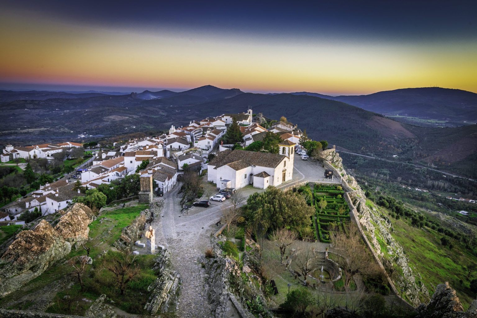 The hilltop village of Marvão at sunset, Alentejo