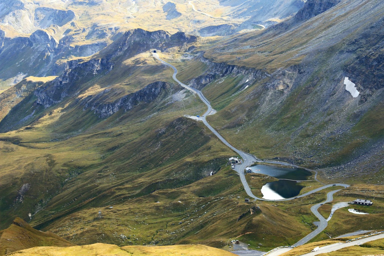 Switchbacks and tunnel on the Grossglockner pass, Austria