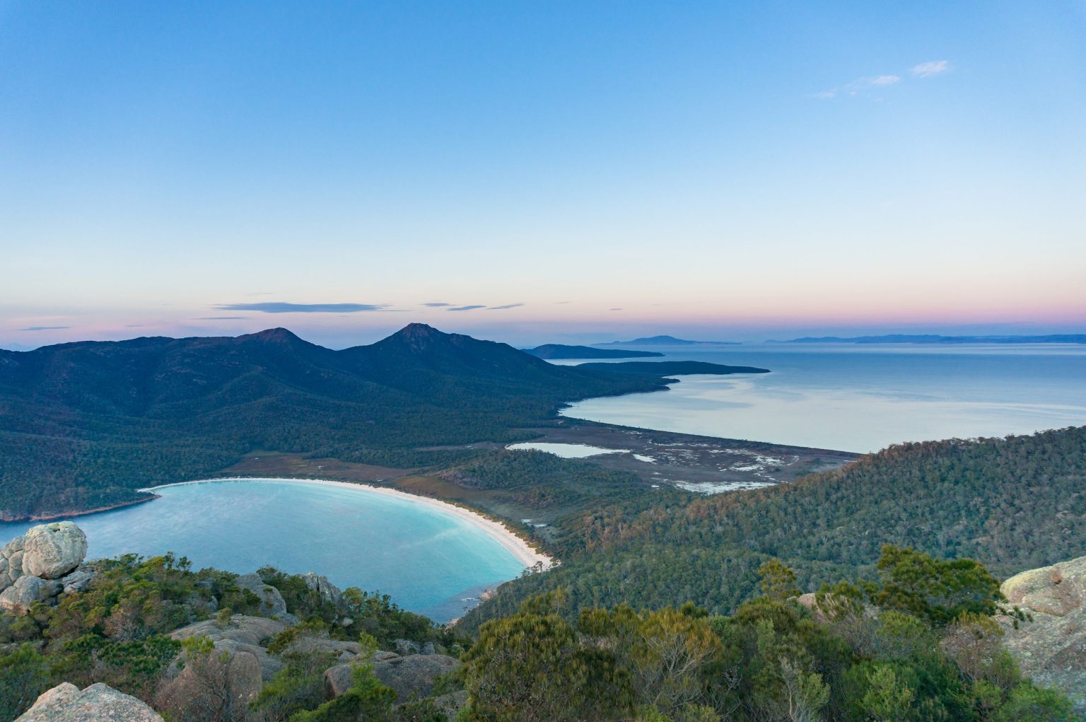 Wineglass Bay and Freycinet National Park from the air