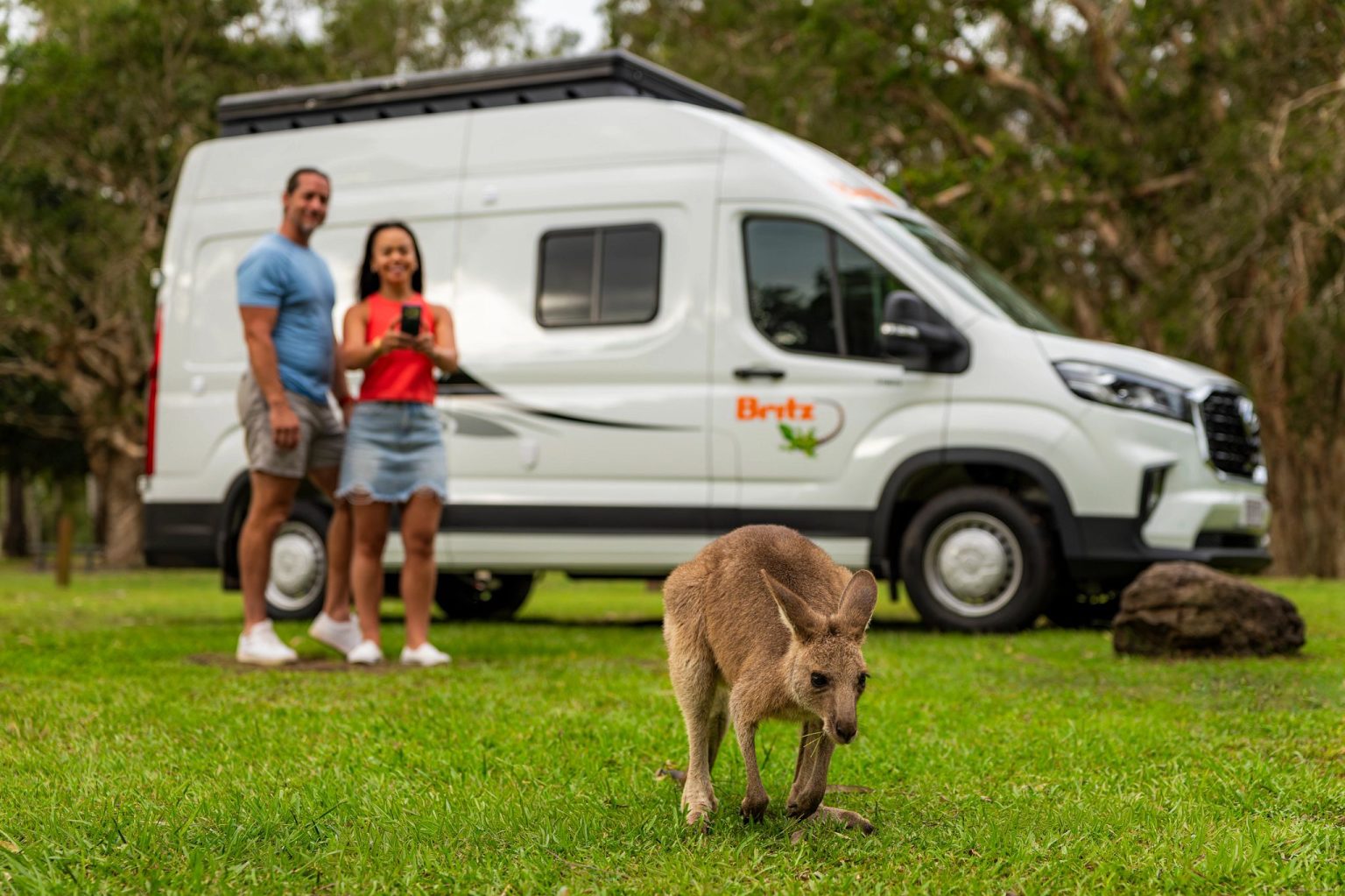 A Britz HiTop campervan at Noosa, Queensland