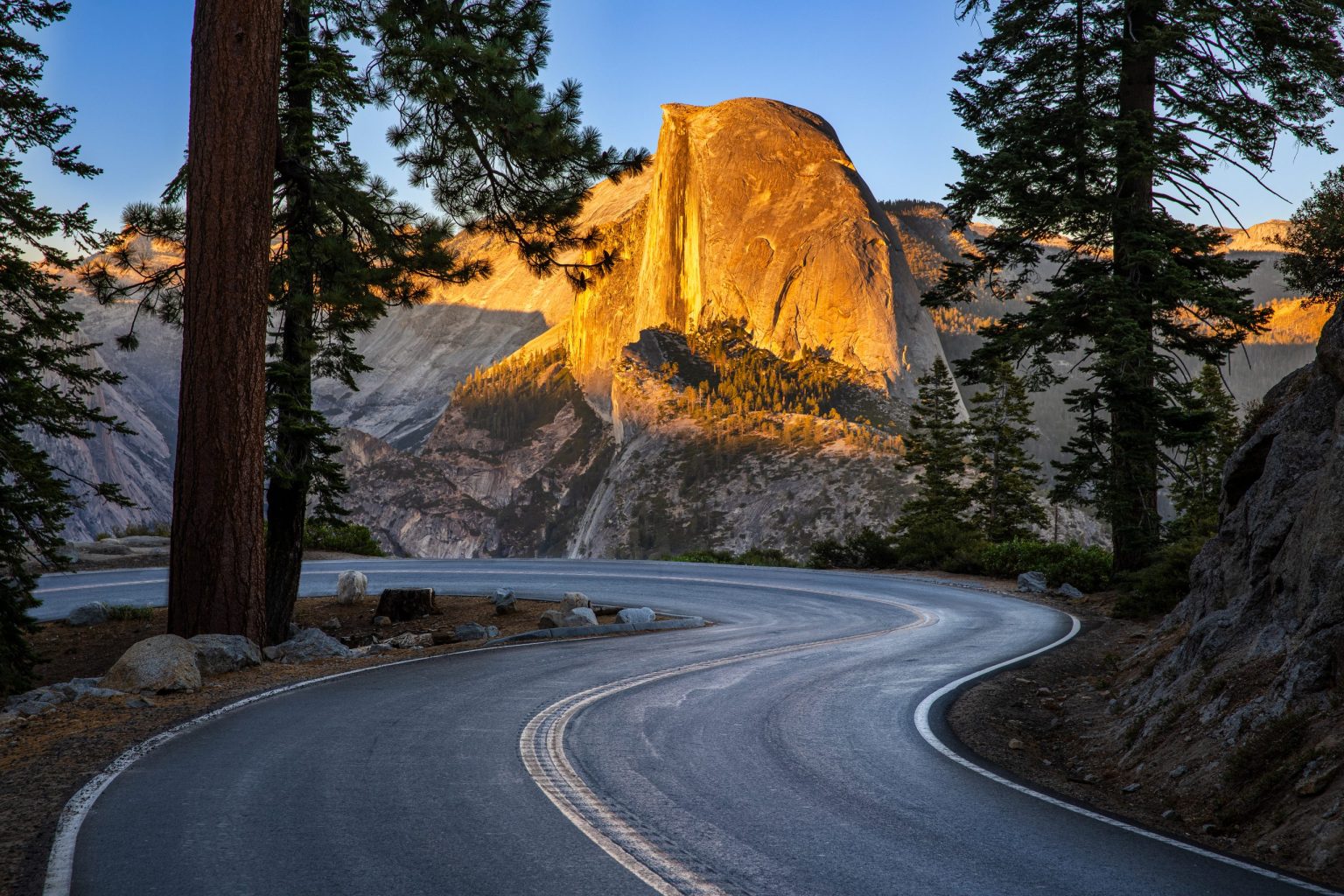 Half Dome at sunset from Glacier Point in Yosemite National Park