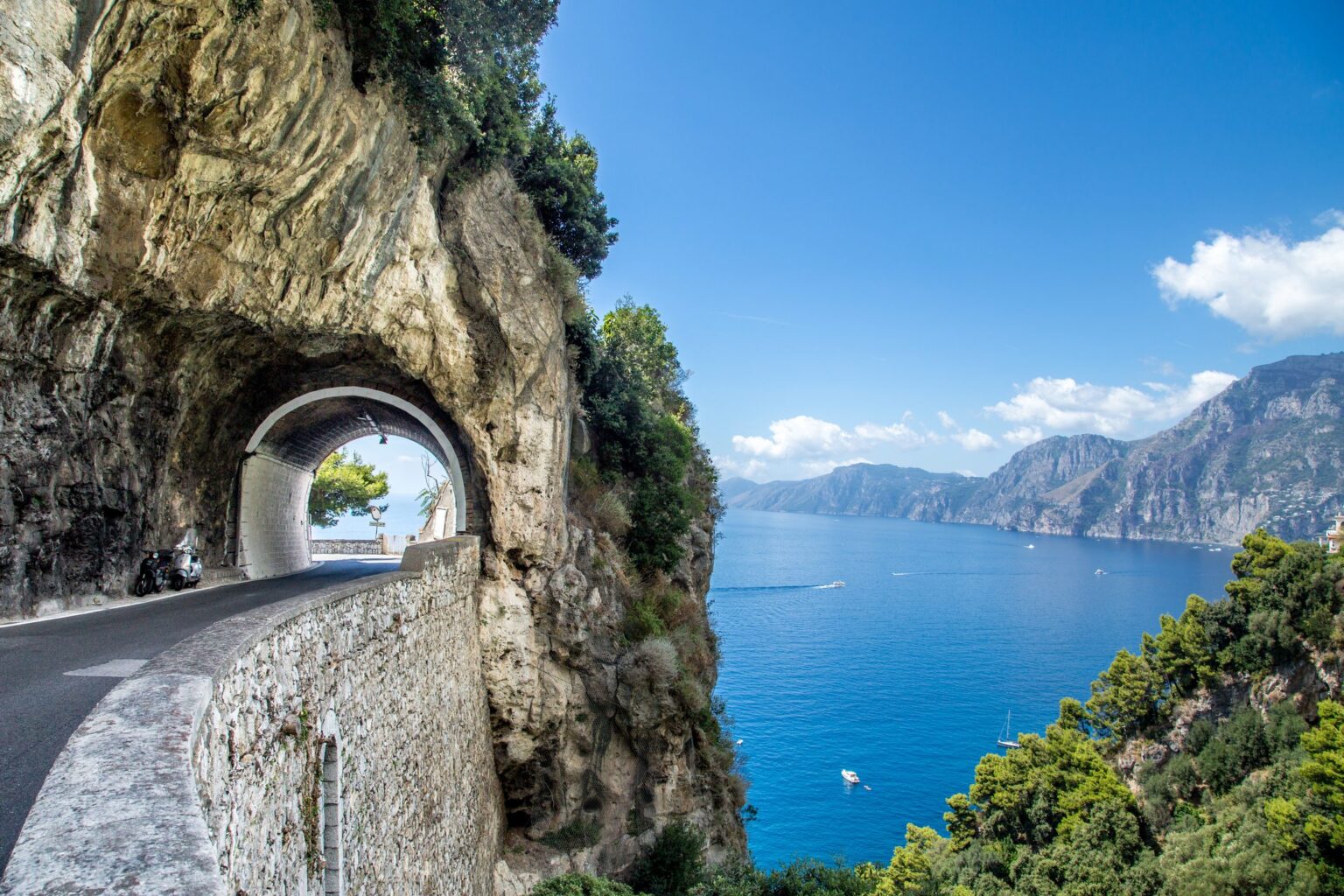 Amalfi coast ss163 road tunnel positano cliffs drive