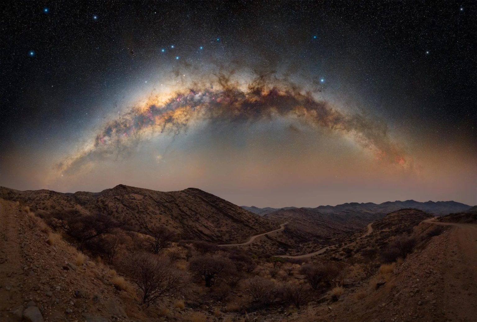 The Milky Way over the mountains of Namibia