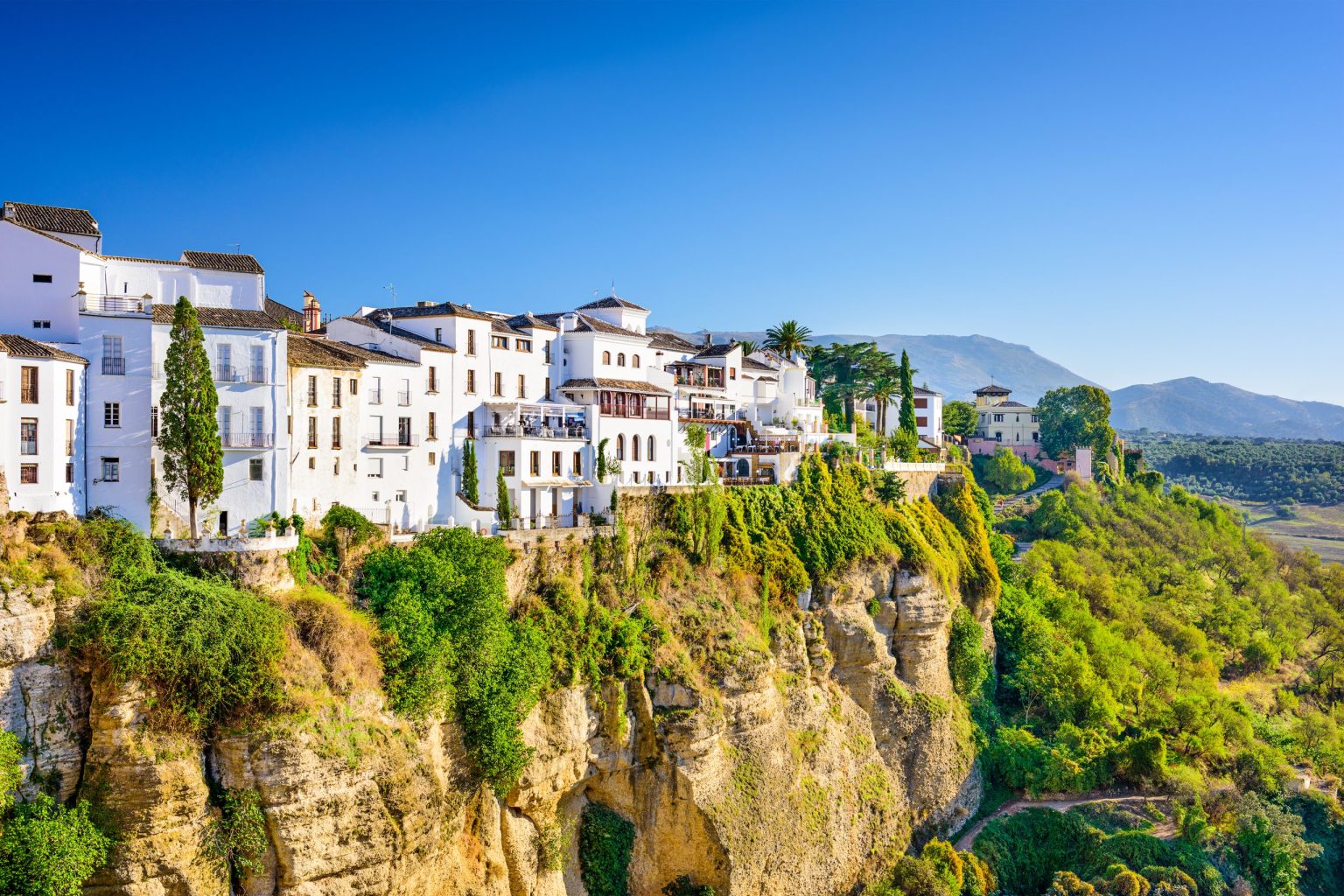 Road through the clifftop white villages around Ronda, Andalucia