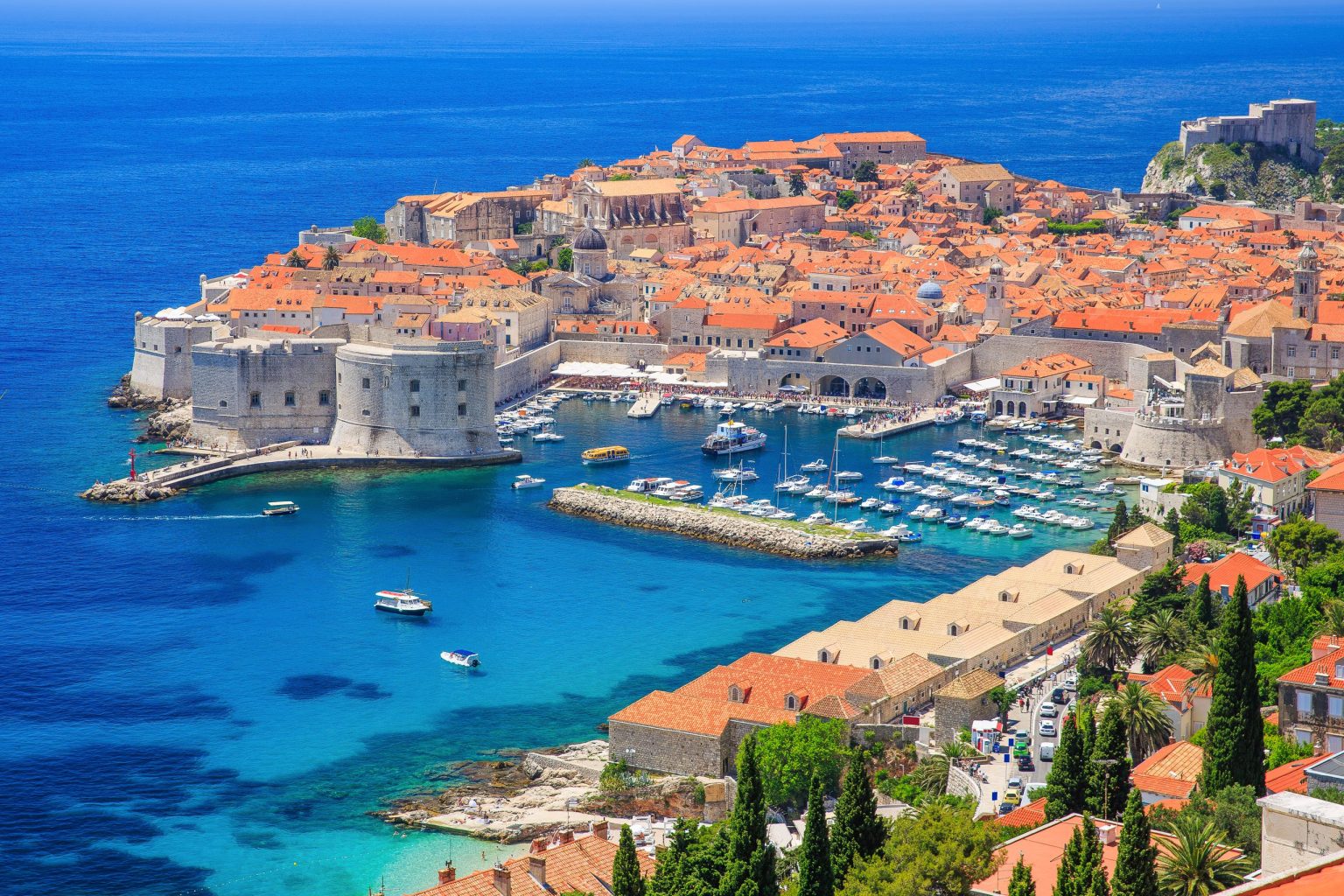 Dubrovnik's old harbour and Fort St John on the Adriatic