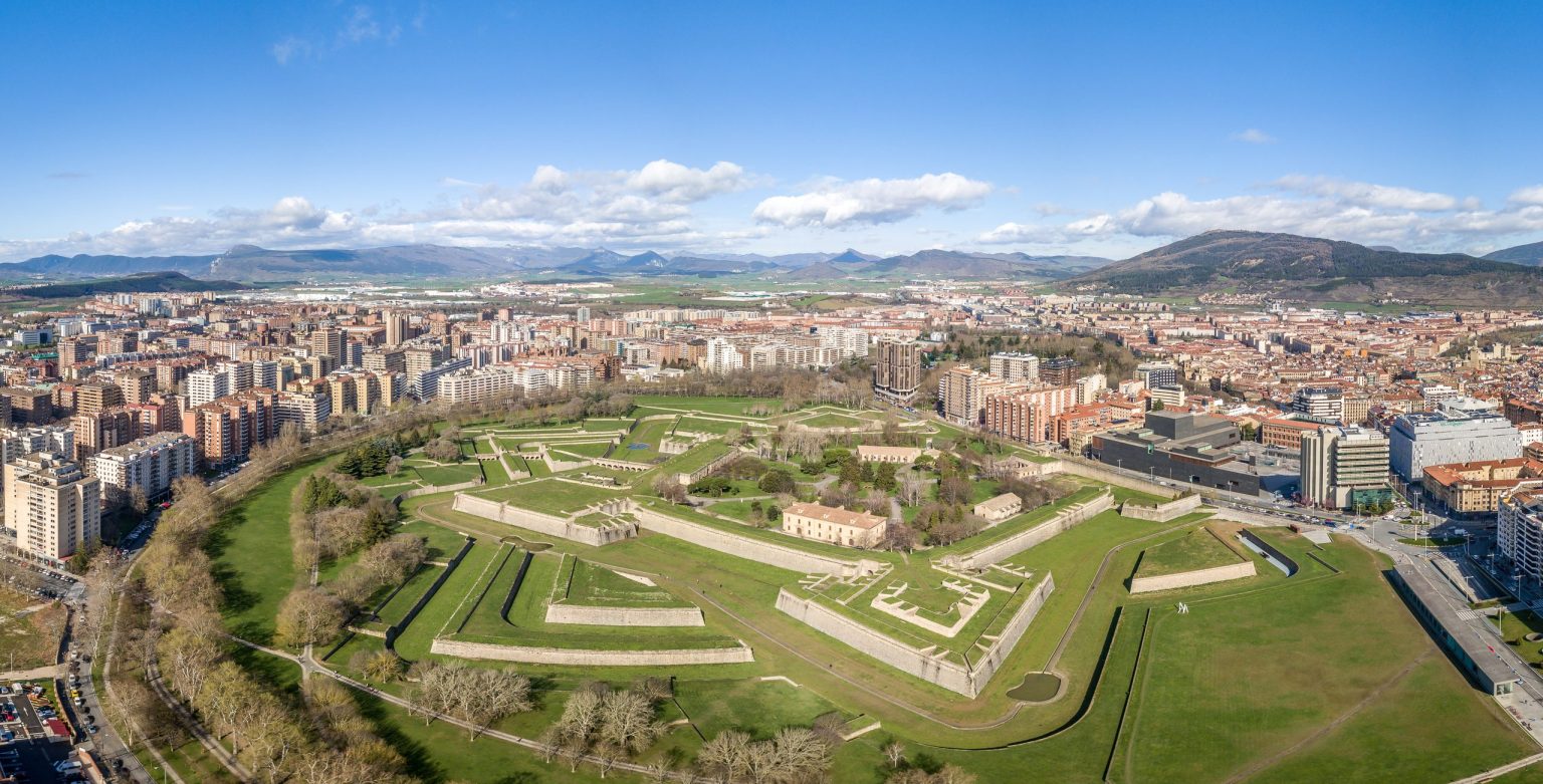 Aerial view of the star-shaped citadel in Pamplona, Navarra