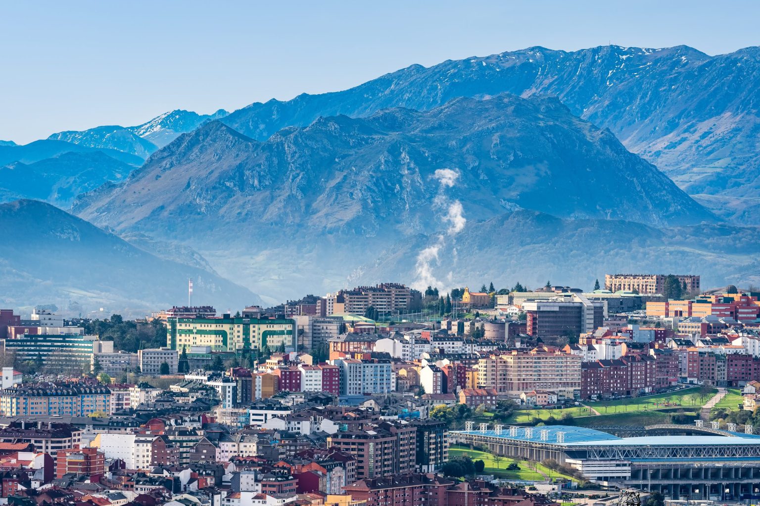 Oviedo beneath the mountains of Asturias