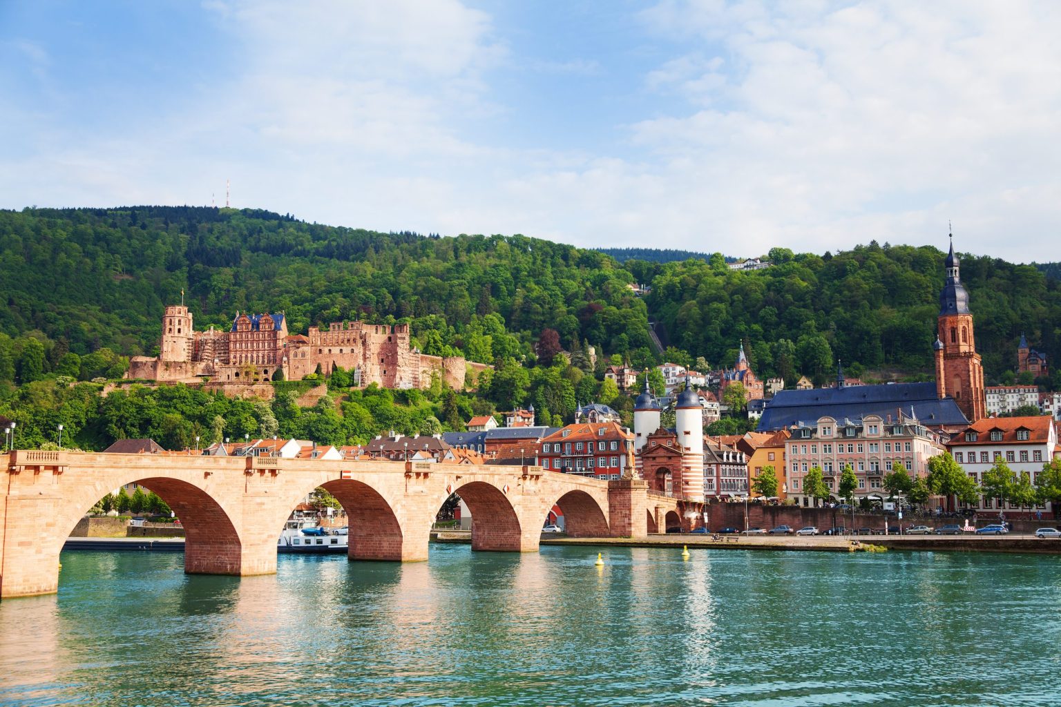 Heidelberg Castle and the Alte Brucke over the Neckar