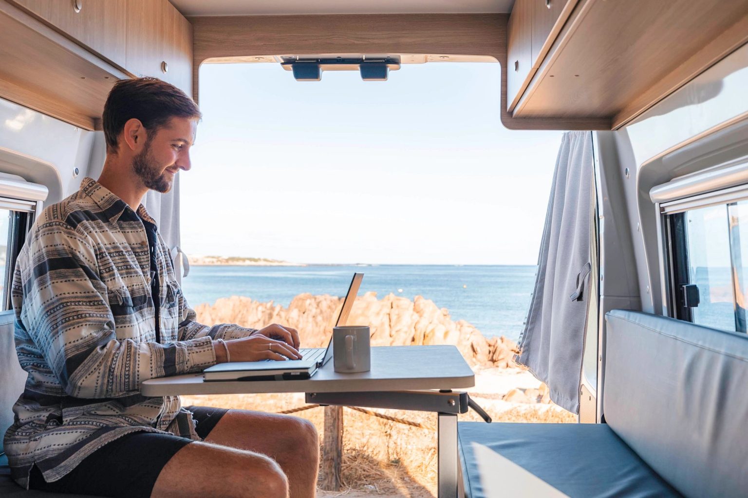 Inside a Britz HiTop campervan