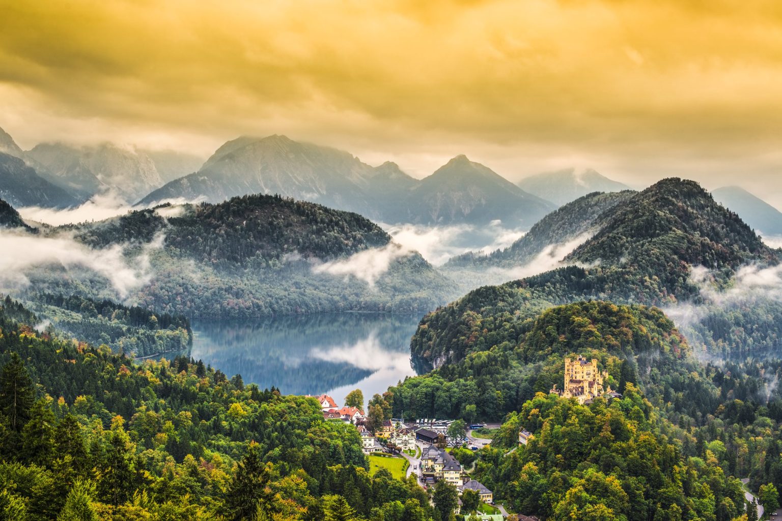 Hohenschwangau Castle above the Alpsee, Bavarian Alps