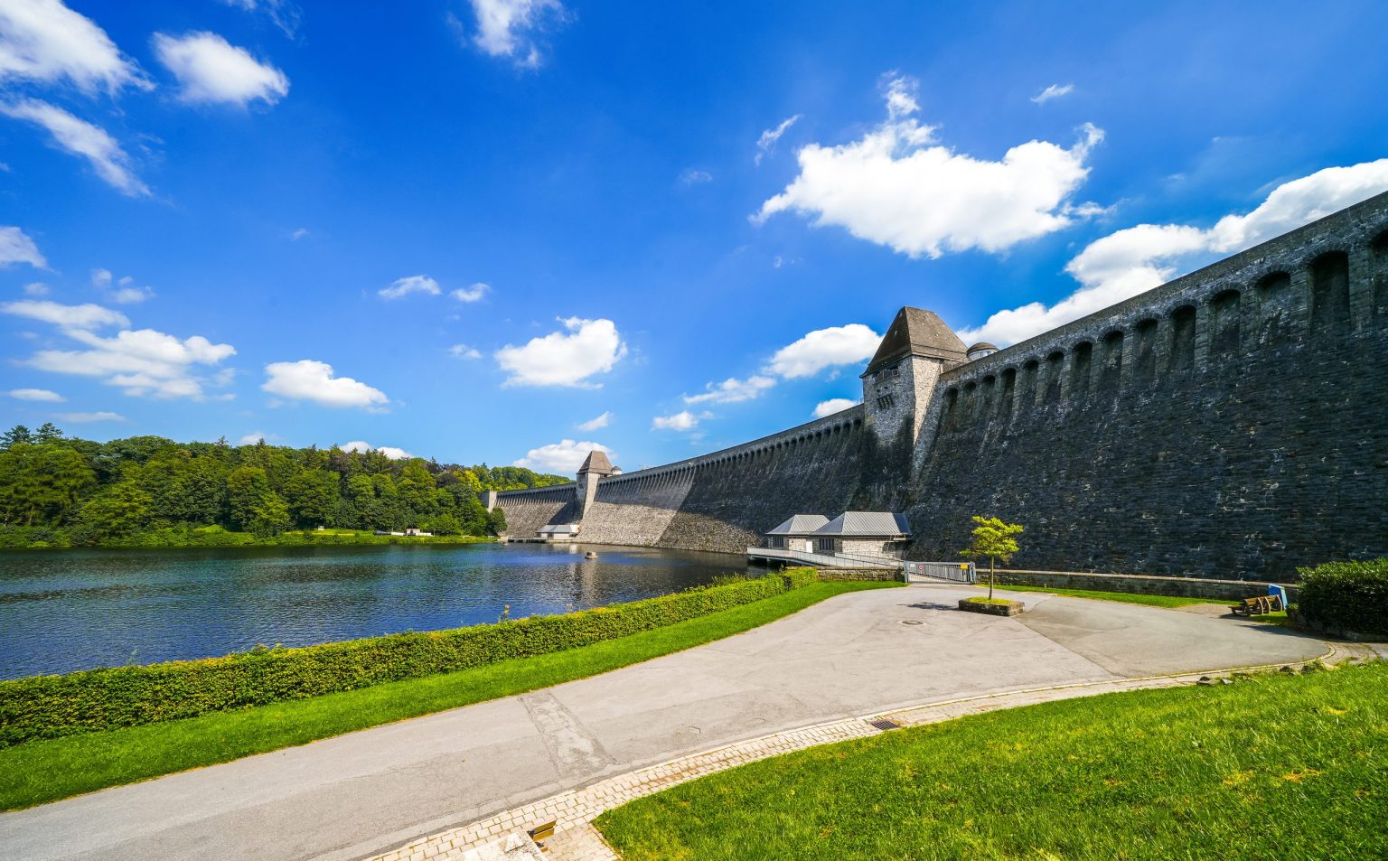 The Mohne Dam wall, target of the 1943 Dambusters raid, Germany