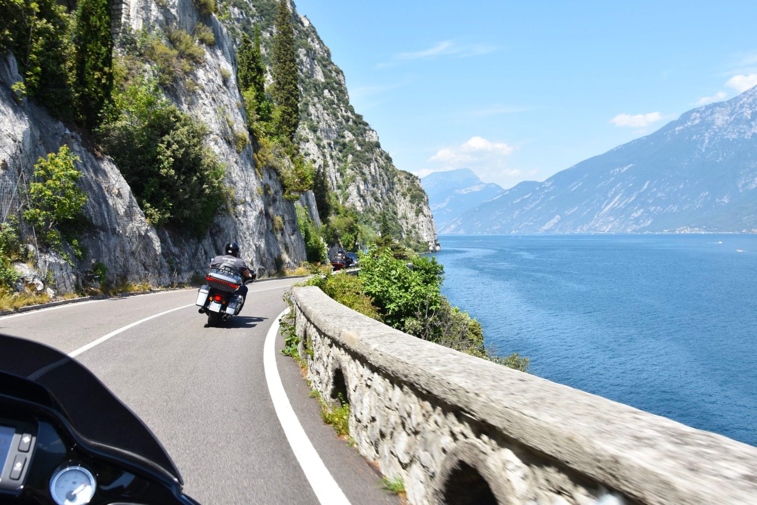 Rider's view of the Strada della Forra above Lake Garda