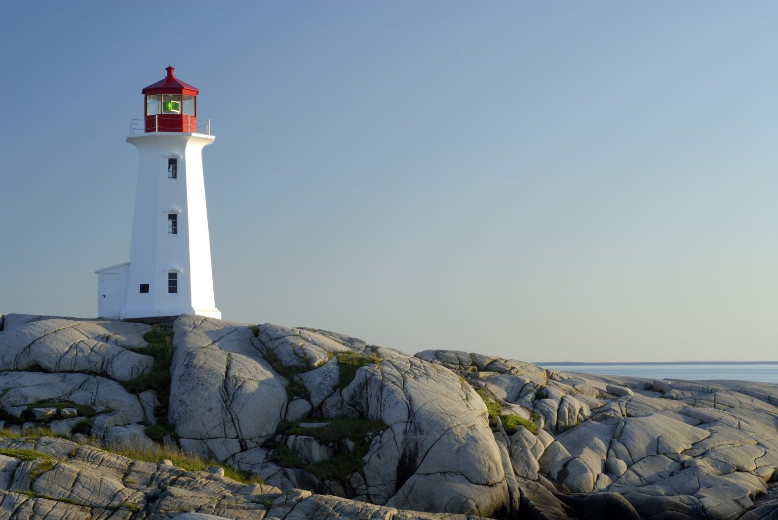 Peggy's Cove lighthouse at sunset, Nova Scotia