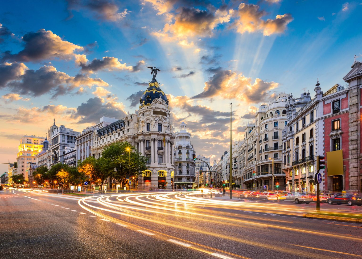 Traffic on the Gran Vía in central Madrid