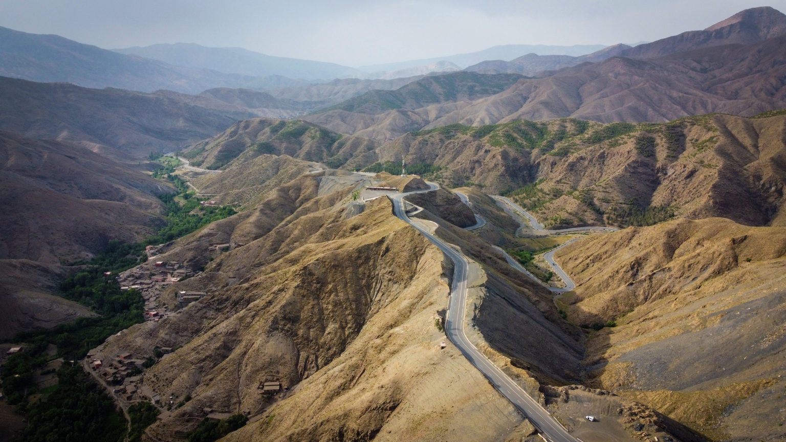 Mountain road winding through the High Atlas, Morocco