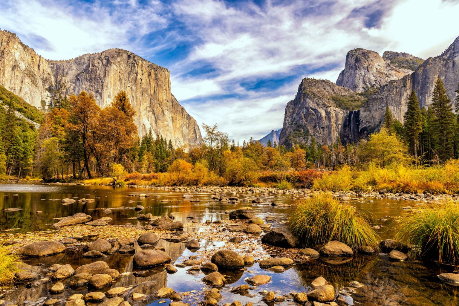 El Capitan and the Merced River in autumn, Yosemite National Park