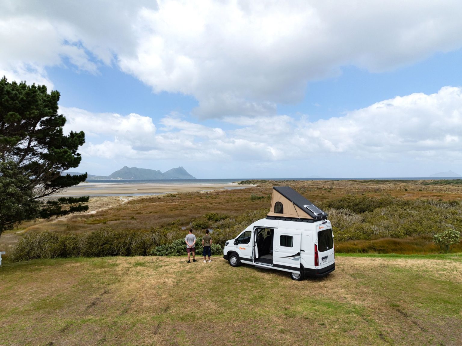 A Britz HiTop campervan at Waipu, North Island, New Zealand