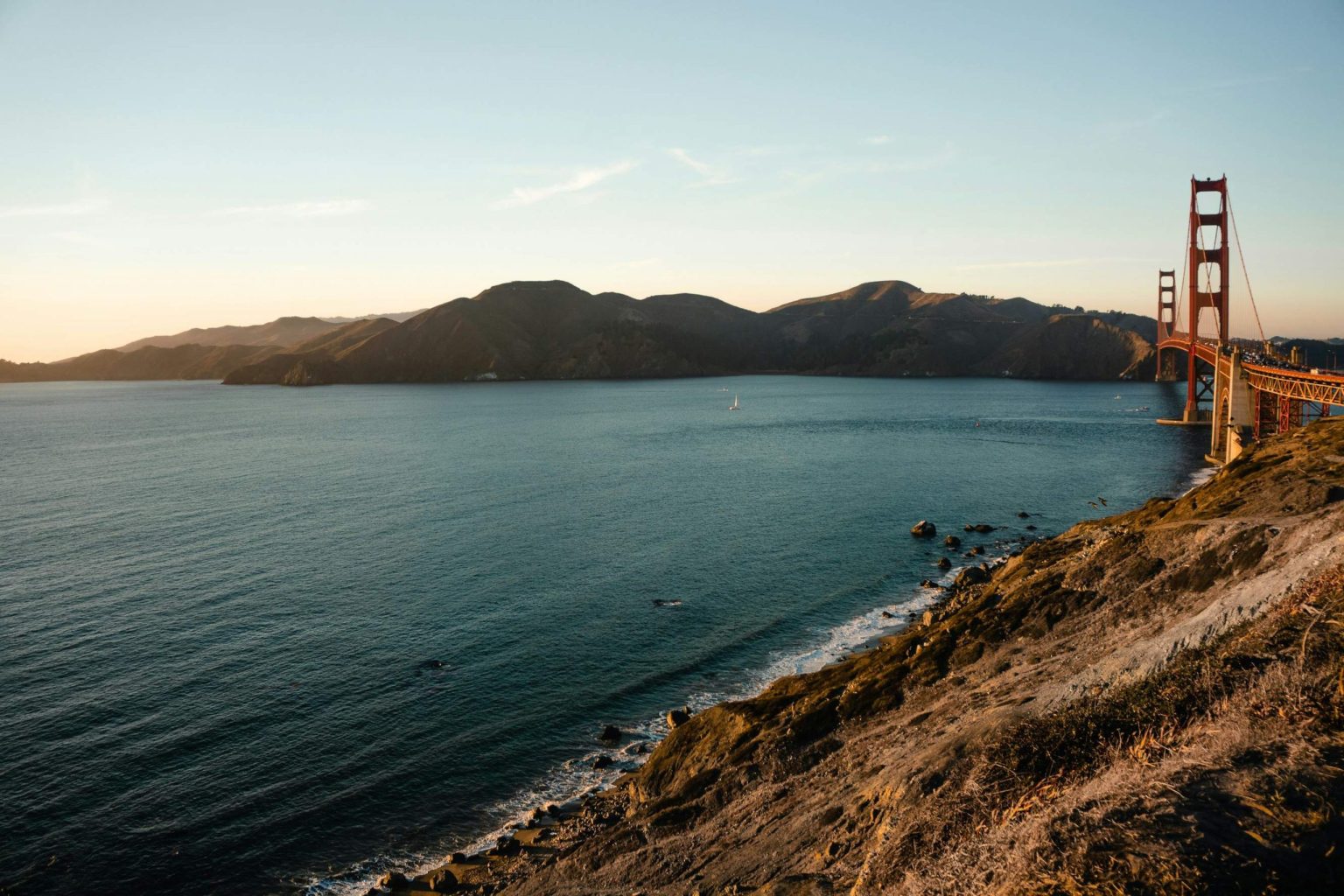 Golden Gate Bridge and the Marin Headlands from the coastal cliffs