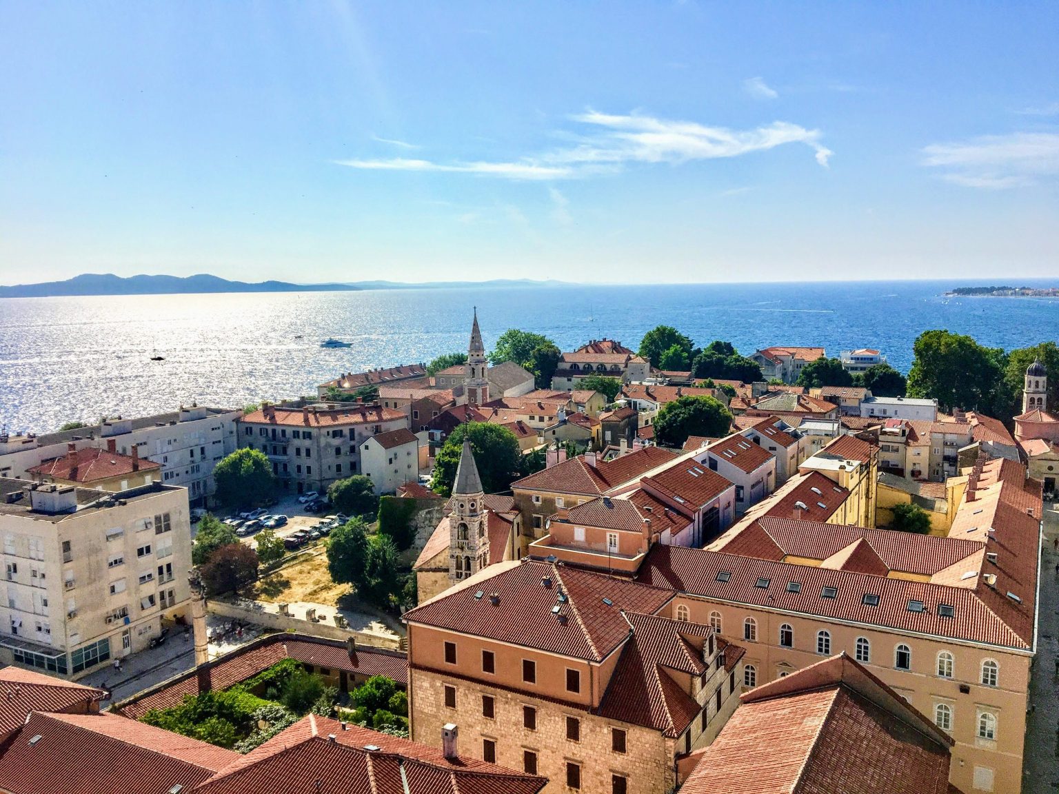 Rooftops of Zadar old town beside the Adriatic, Croatia