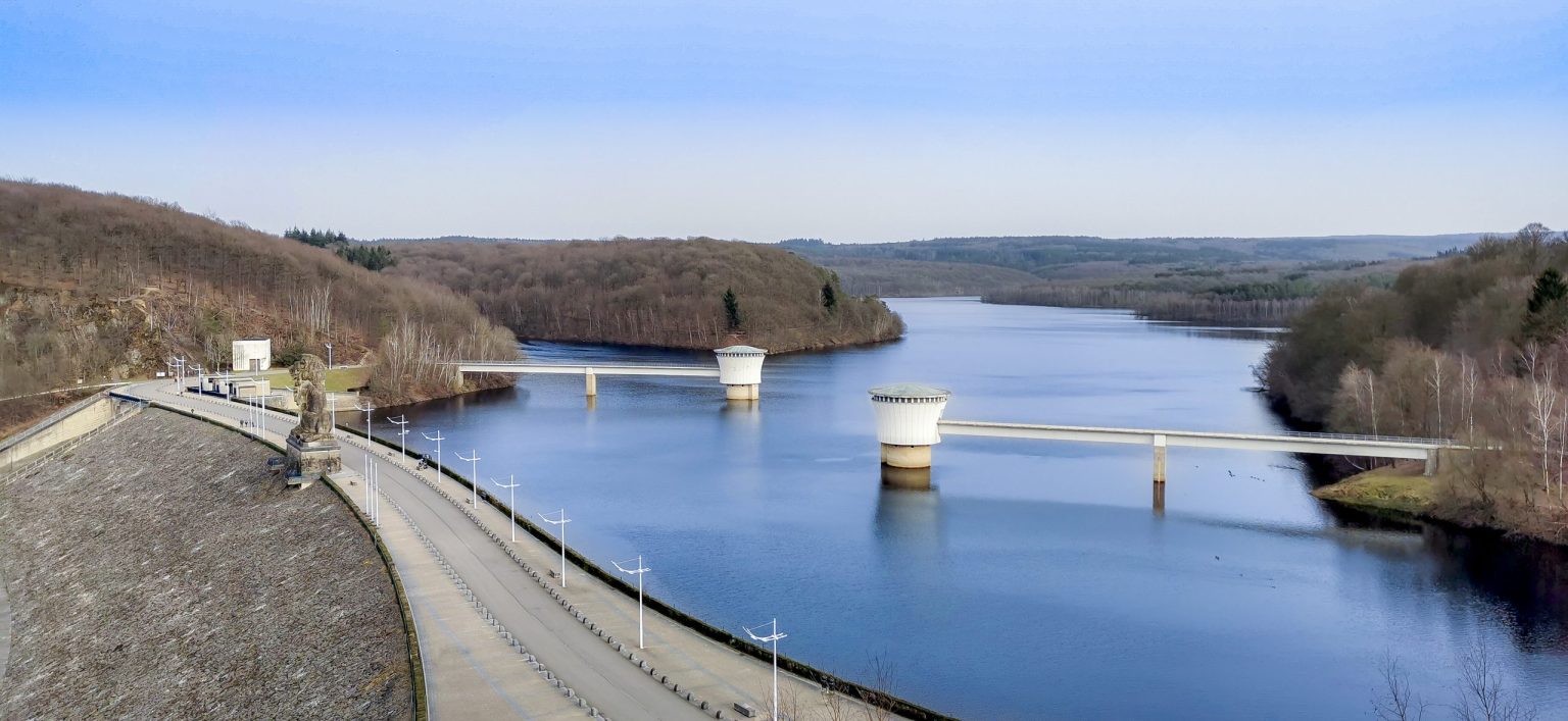 Gileppe dam and reservoir in the Belgian Ardennes