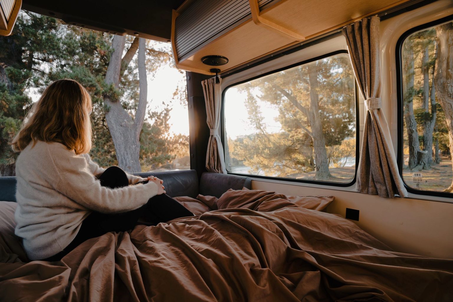 A Britz Venturer campervan at Albert Town near Wanaka, South Island, New Zealand