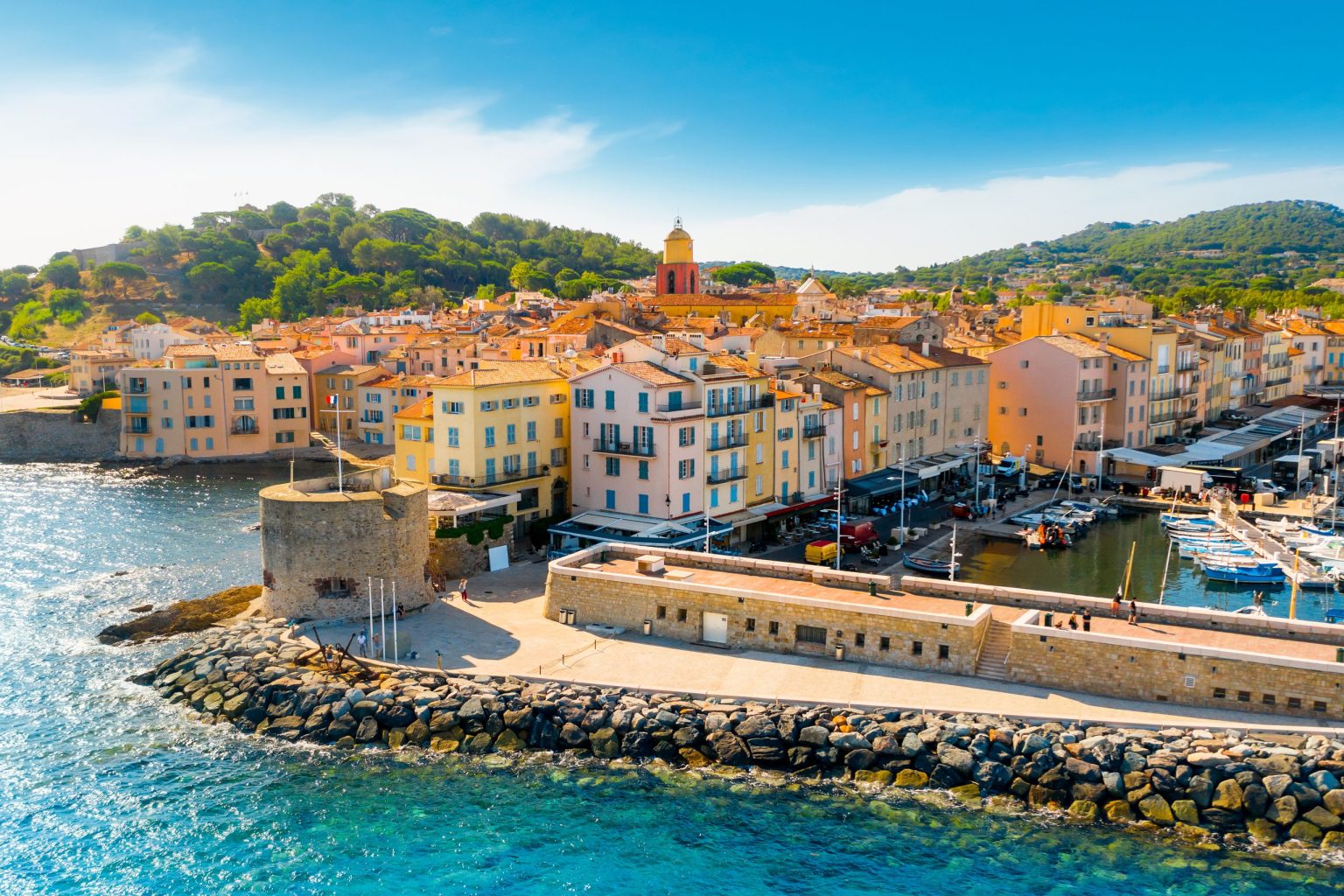 Saint-Tropez old port and the Tour du Portalet