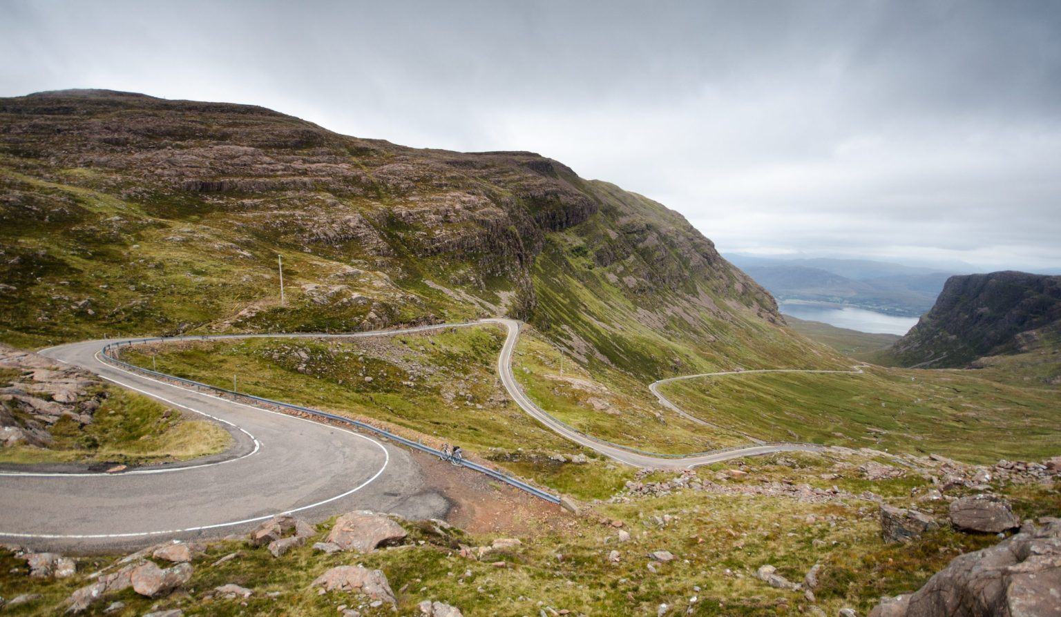 Road climbing the Applecross pass, Wester Ross