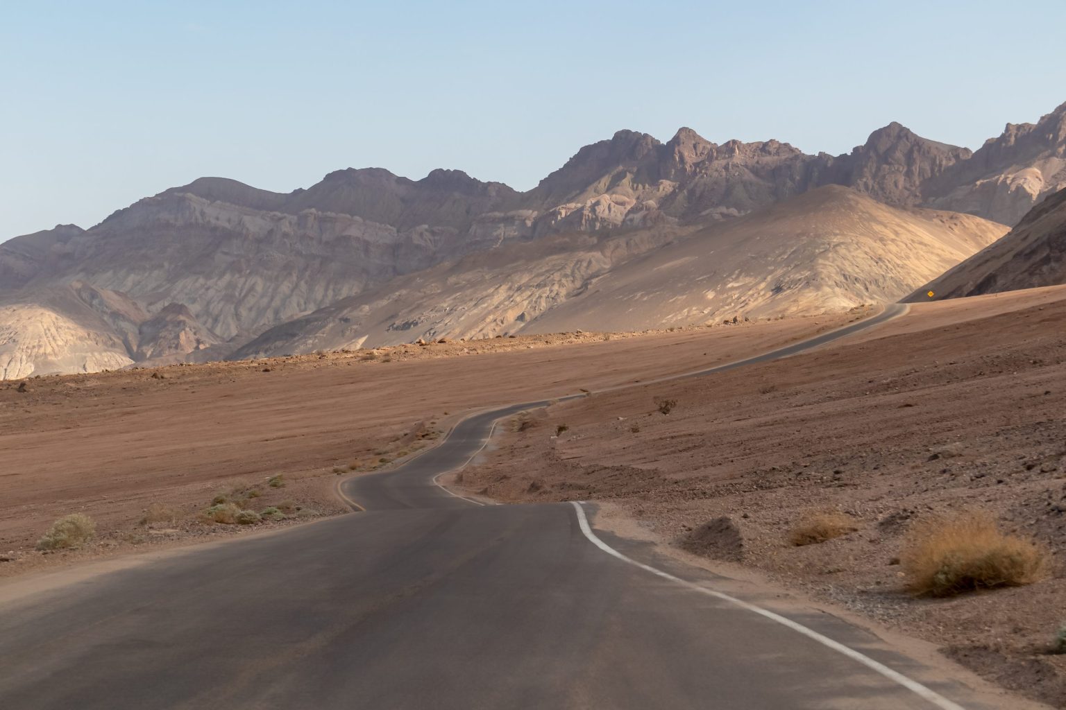Road through the coloured badlands of Artist's Drive in Death Valley
