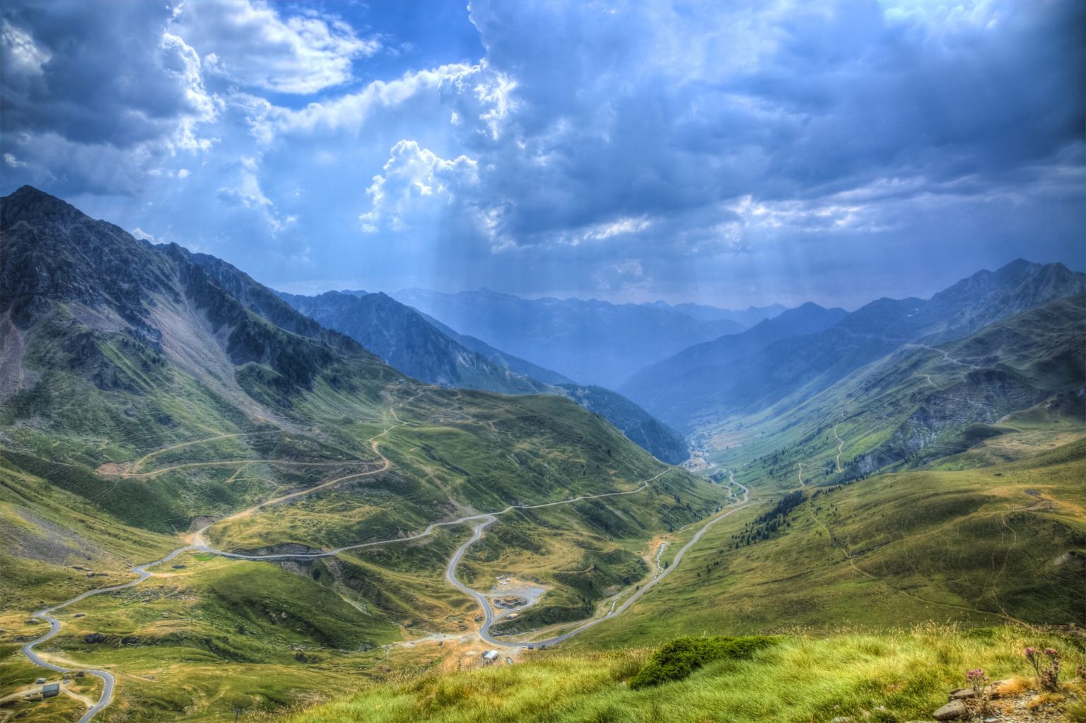 Mountain road over the Col du Tourmalet, Pyrenees