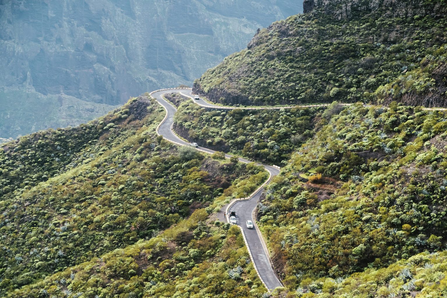 The Masca canyon and its winding road, Tenerife