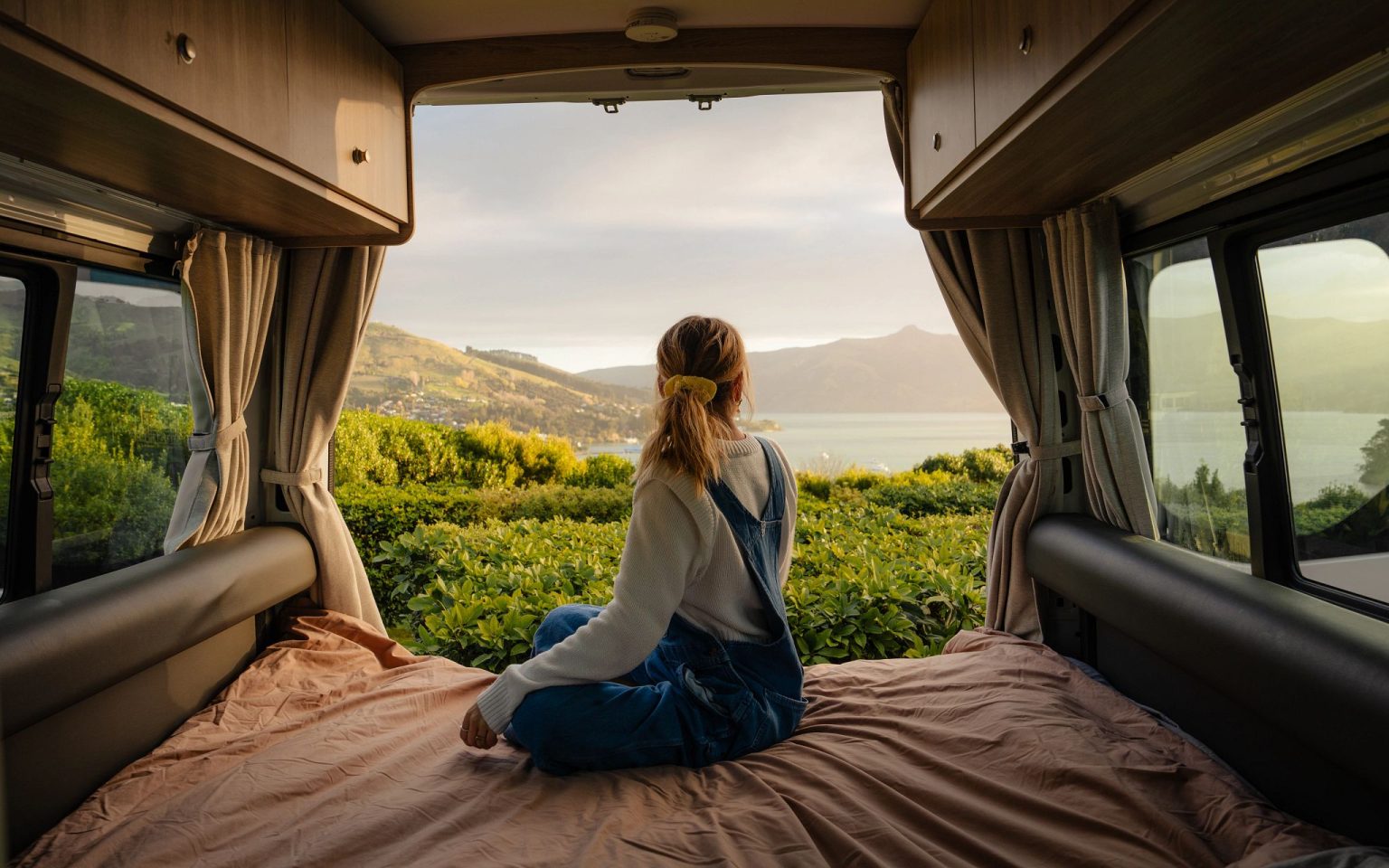 A Britz Venturer campervan at Akaroa, South Island, New Zealand