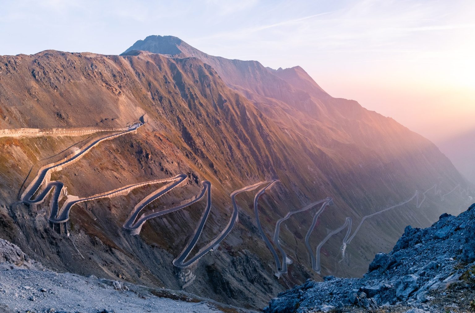 Hairpin bends on the Stelvio Pass, Italy