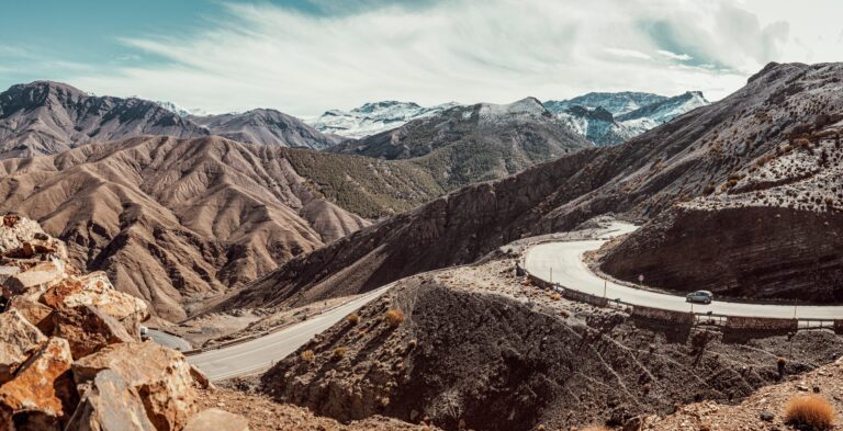 The Tizi n'Tichka pass road crossing the High Atlas, Morocco