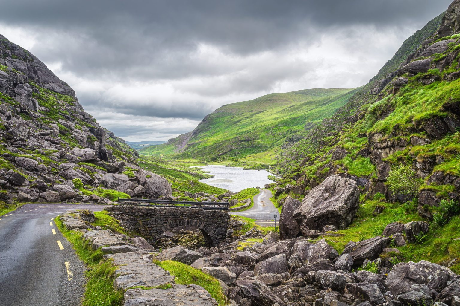 Stone bridge in the Gap of Dunloe mountain pass, County Kerry