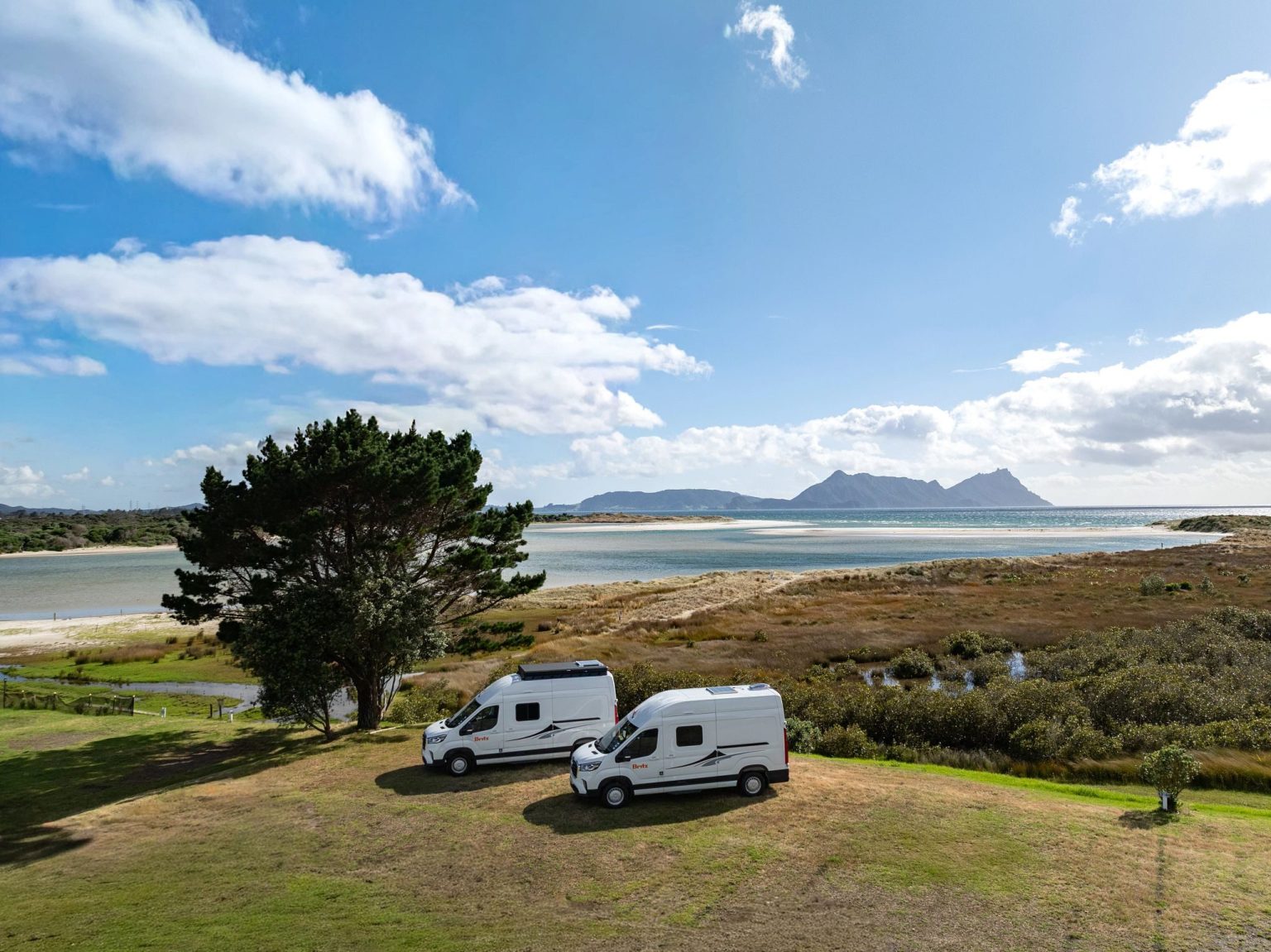 A Britz HiTop campervan at Waipu, North Island, New Zealand