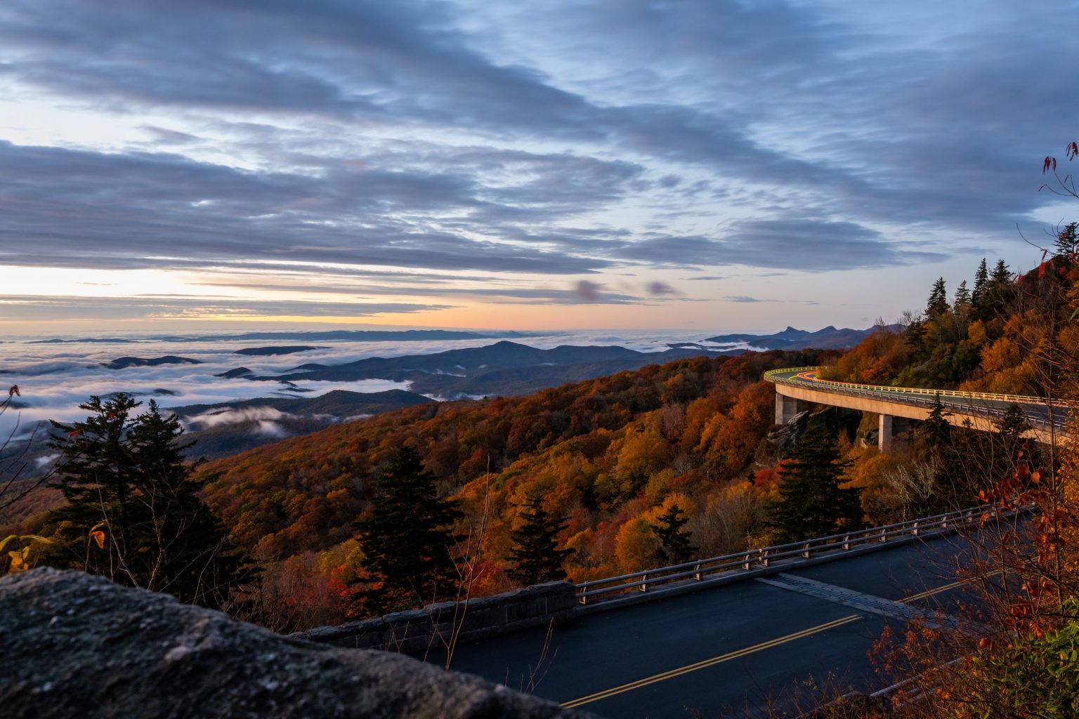 Autumn forest above the Blue Ridge Parkway from a mountain overlook